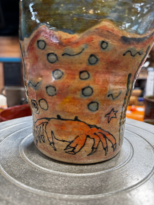 Ceramic watercolour vase - under the sea theme