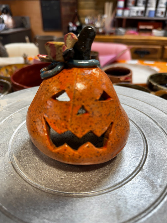 Halloween Pumpkin Tealight - Hand crafted