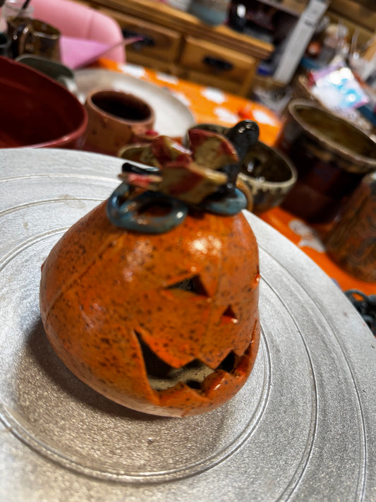 Halloween Pumpkin Tealight - Hand crafted