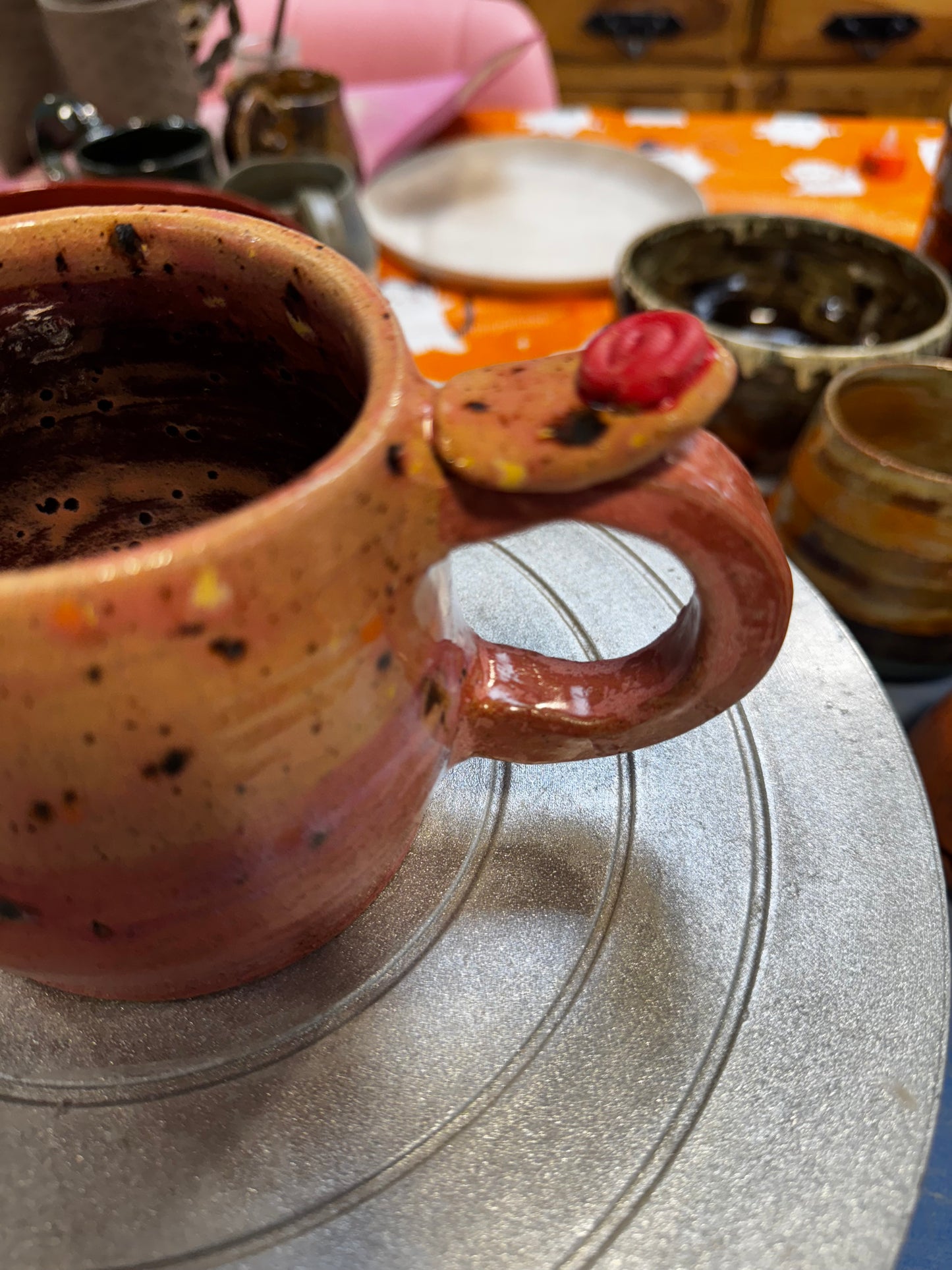 Amaryllis Mug - Stoneware - pinks - handmade