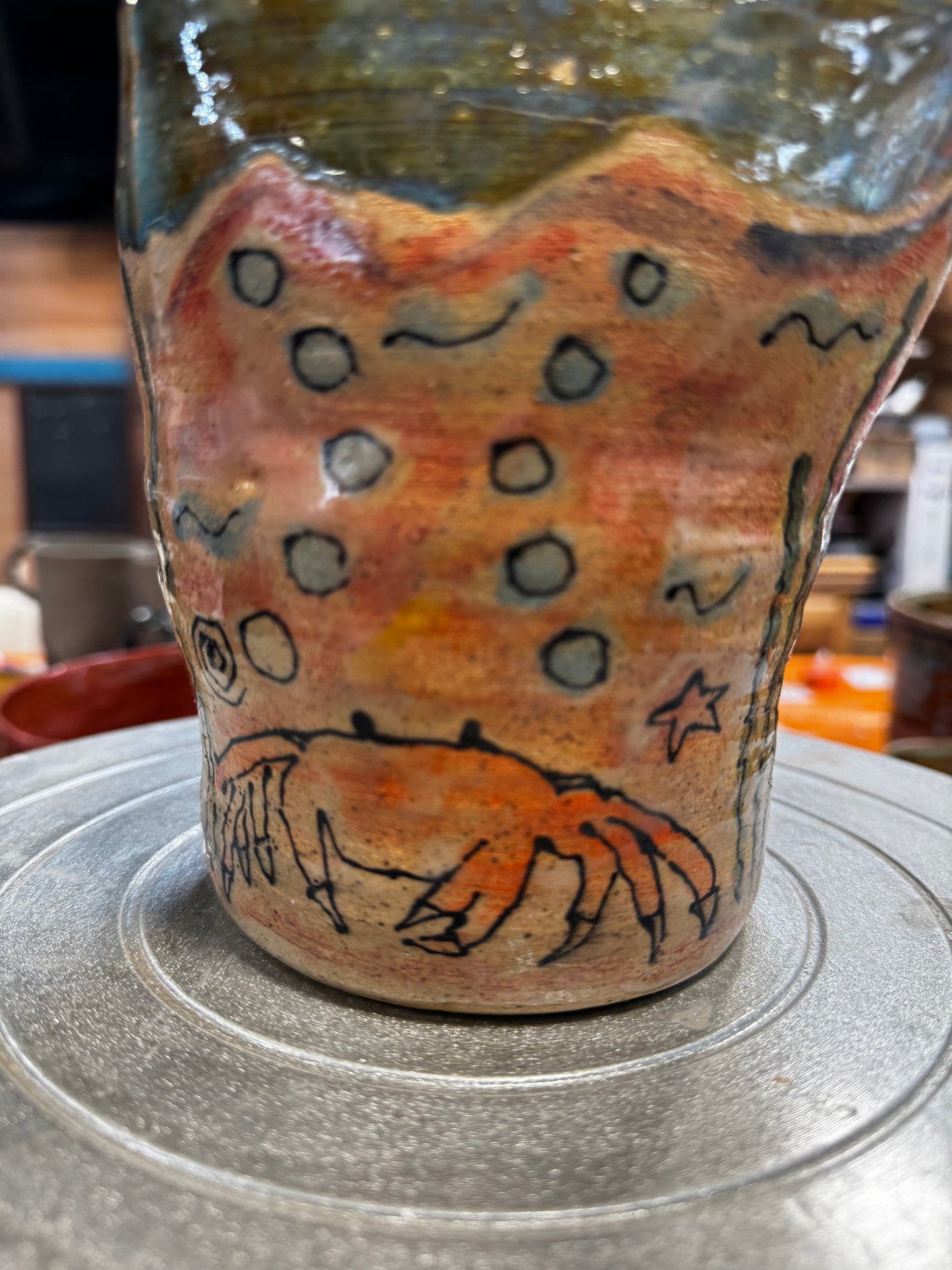 Ceramic watercolour vase - under the sea theme