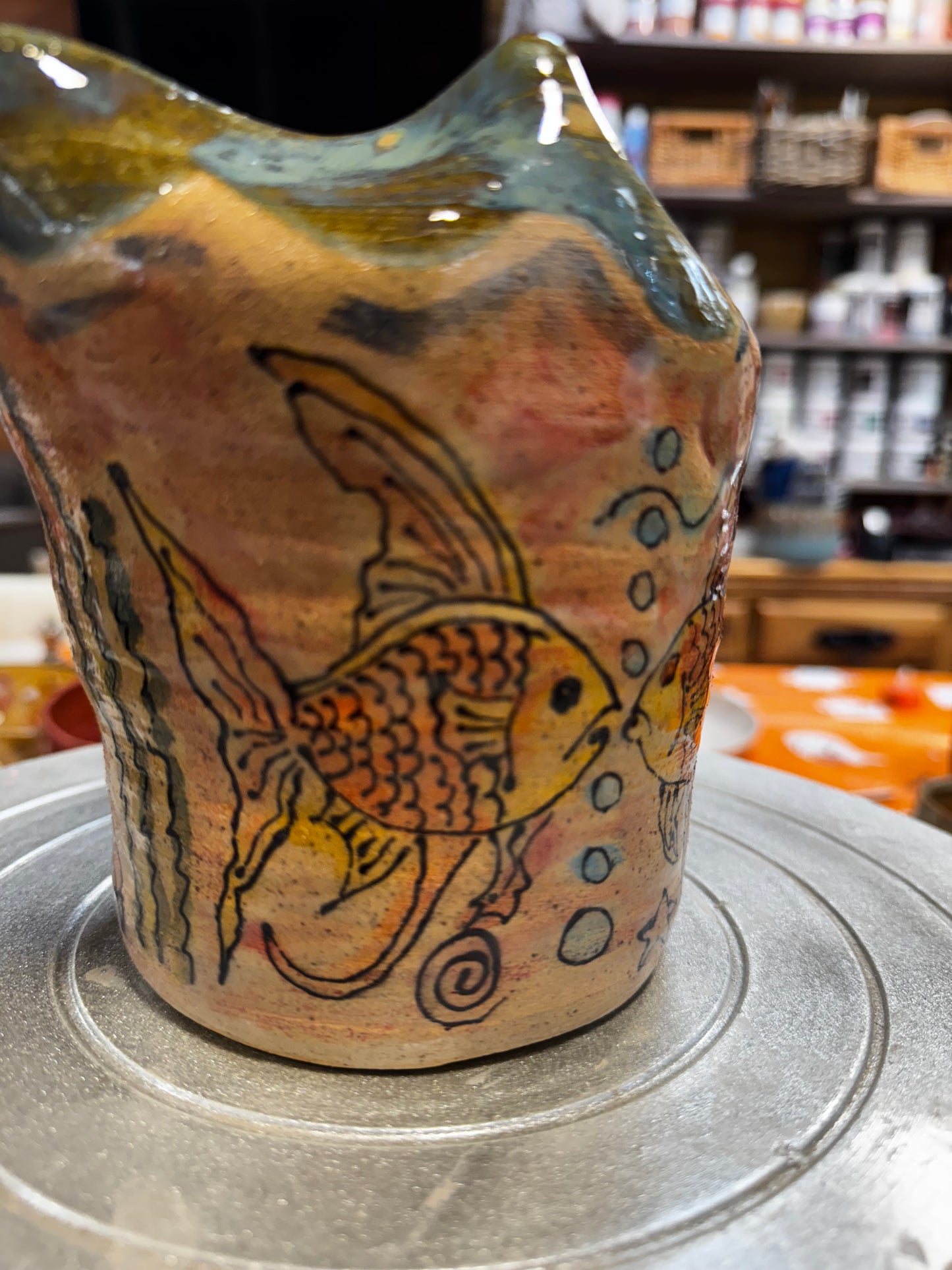 Ceramic watercolour vase - under the sea theme