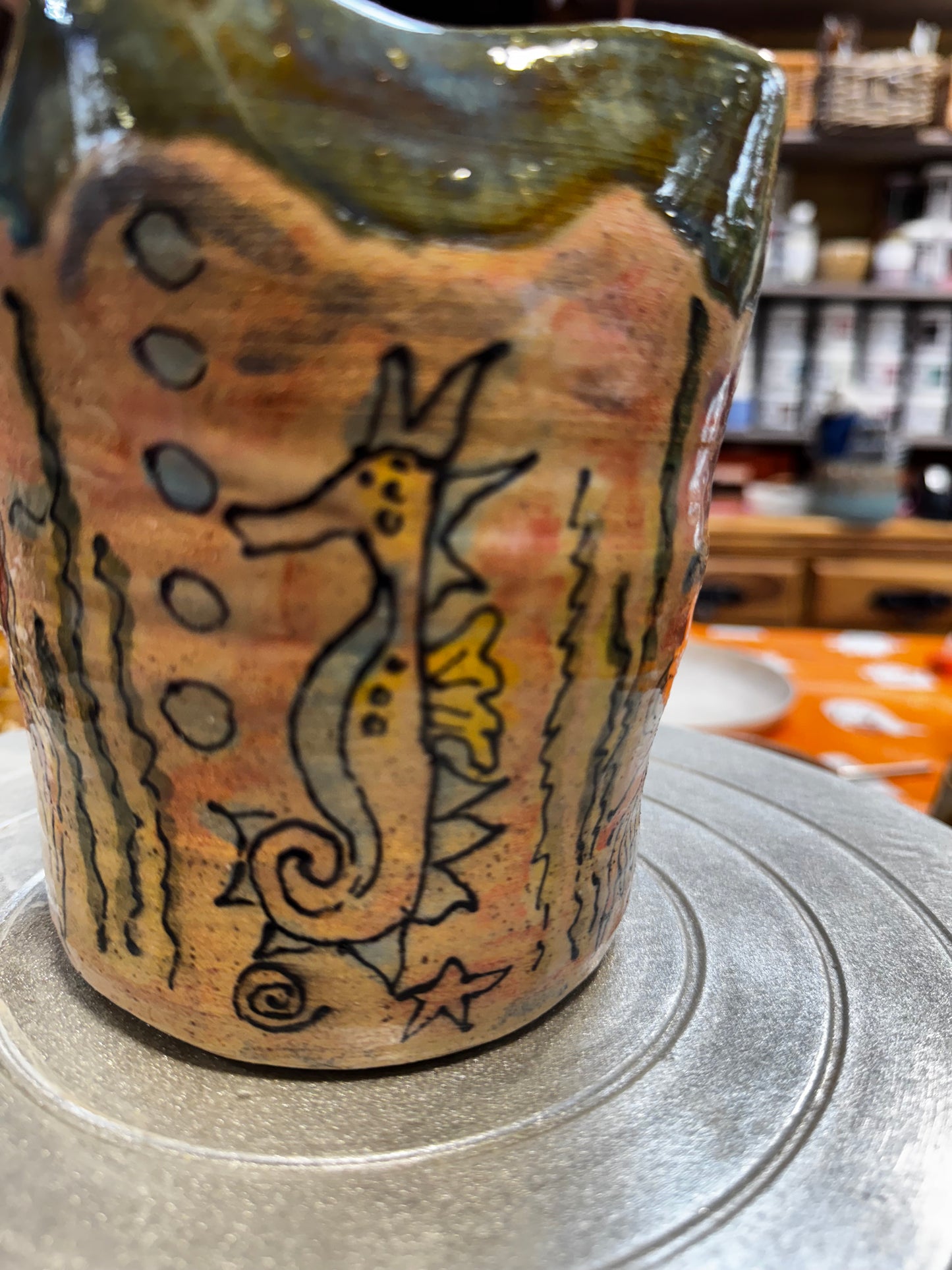 Ceramic watercolour vase - under the sea theme