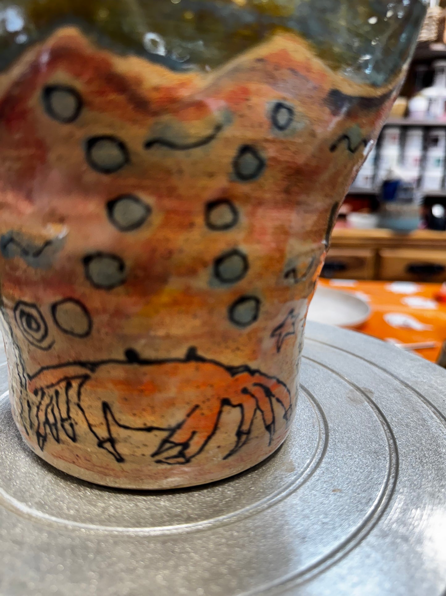 Ceramic watercolour vase - under the sea theme